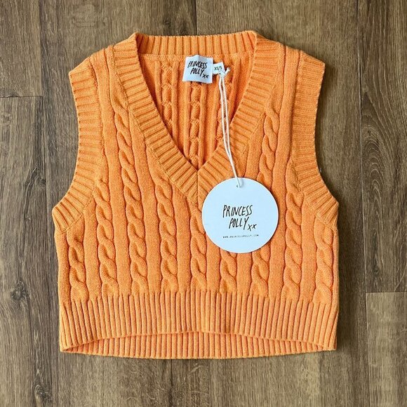 NEW Princess Polly Sydney Cropped Orange Sweater Vest Sz XS/S - Picture 3 of 10
